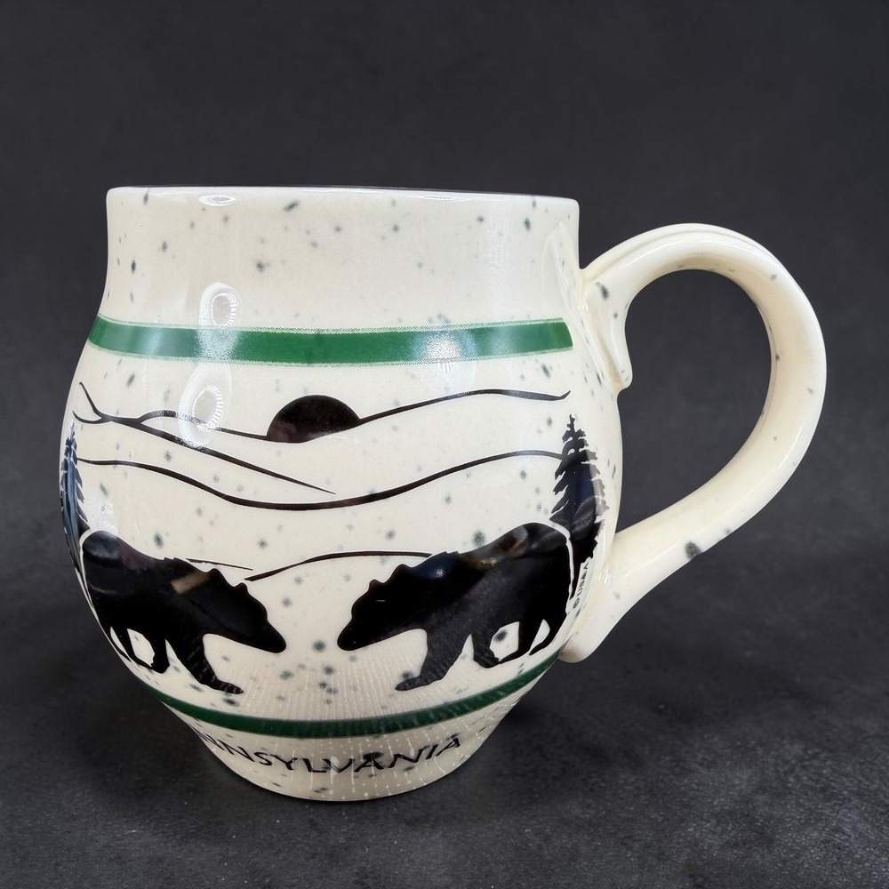 Pennsylvania‎ Black Bear Speckled Stoneware Coffee Mug Souvenir Rustic Large